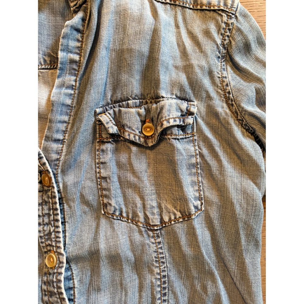 Cloth & Stone Womens Blue Tencel Lyocell Chambray Roll Tab Button Down Shirt M - Picture 9 of 10